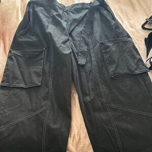 KarenBritChick x The Drop High Waist Black Belted Asymmetric Cargo Pants